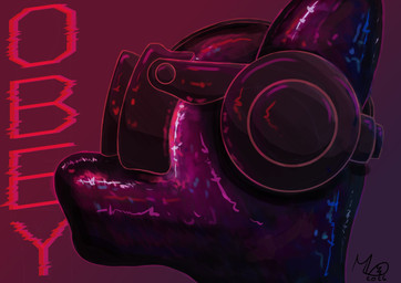 ambiguous_gender anthro clothing drone dronesuit dronification electronics glistening headgear headphones headwear hypnosis hypnotic_visor latex latex_clothing latex_skinsuit mask mind_control obey simple_background skinsuit solo submissive text tight_clothing maxwell_longtail absurd_res digital_media_(artwork) english_text hi_res