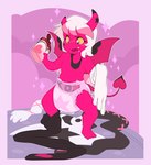 age_regression ageplay anthro bottle clean_diaper clothed clothing container diaper female hair infantilism roleplay solo wearing_diaper young bubblepuppers helluva_boss verosika_mayday demon succubus hi_res