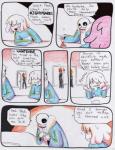 aftertale animated_skeleton bone bottle chara_(undertale) clothed clothing comic container counter dialogue english_text eyewear fire food frisk_(undertale) glasses grillby hair human humanoid ketchup loverofpiggies mammal not_furry sans_(undertale) skeleton smile teeth text undead undertale undertale_(series)