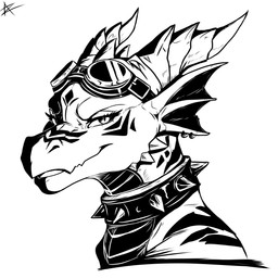 ambiguous_gender anthro collar eyewear frill_(anatomy) goggles head_crest head_frill markings piercing smile smirk solo spiked_collar spikes azurian mythology azurian_arafiel dragon mythological_creature mythological_scalie scalie silver_dragon 1:1 absurd_res headshot_portrait hi_res monochrome portrait