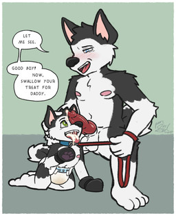 age_difference ageplay animal_genitalia animal_penis anthro balls bdsm blush bodily_fluids bondage_gear bondage_gloves canine_genitalia canine_penis clothing collar cum cum_feeding cum_in_mouth cum_inside dialogue diaper duo genital_fluids genitals good_boy handwear infantilism leash leash_pull male male/male penis penis_on_face petplay puppyplay roleplay stated_incest text unclean_diaper urine used_diaper wet_diaper young young_anthro young_male poorsal canid canine canis domestic_dog husky mammal nordic_sled_dog spitz english_text hi_res father_(lore) father_and_child_(lore) father_and_son_(lore) incest_(lore) parent_(lore) parent_and_child_(lore) parent_and_son_(lore) son_(lore)