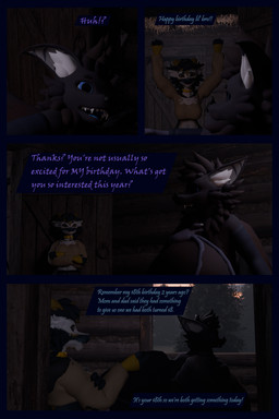 anthro arm_warmers armwear black_body blue_body bottomwear building cabin clothing cloud dialogue door female fur hoodie horn house kick leg_warmers legwear male multicolored_body multicolored_fur plant shorts sky topwear tree window wings yelling flauntingfornication bat kobold mammal nardoragon scalie 2:3 3d_(artwork) absurd_res comic digital_media_(artwork) hi_res brother_(lore) brother_and_sister_(lore) sibling_(lore) sister_(lore)