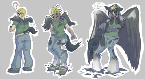anthro base_one_layout basic_sequence clothing grey_background hooves human_to_anthro linear_sequence male one_row_layout simple_background solo species_transformation three_frame_image three_frame_sequence torn_clothing transformation transformation_sequence reddishmaroon european_mythology greek_mythology mythology snowypenguin avian bird equid hippogriff mammal mythological_avian mythological_creature 2014 hi_res sequence