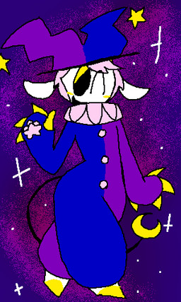 albino anthro blush claws clown fur galaxy hair jester male moon one_eye_closed paws pink_hair solo star toony white_body white_fur wink yellow_blush mooniemanene moon_(mooniemanene) demon 3:5 digital_media_(artwork) low_res oekaki pawprint.ing_(artwork)