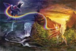 blue_hair cutie_mark day detailed_background duo elements_of_harmony feathered_wings feathers female feral forest hair horn moon night outside pink_hair plant princess quadruped rainbow raining royalty sea tail tree water wings wood cosmicunicorn friendship_is_magic hasbro my_little_pony mythology princess_celestia_(mlp) princess_luna_(mlp) equid equine mammal mythological_creature mythological_equine winged_unicorn 2012 wallpaper sibling_(lore) sister_(lore) sisters_(lore)