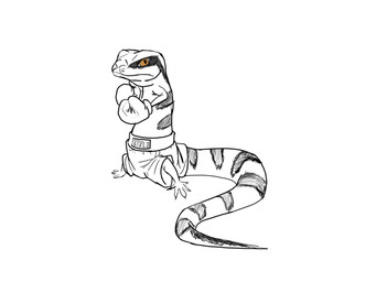 anthro boxing boxing_gloves clothing handwear solo sport dahbastard eukayoticprokaryote blue-tongued_skink lizard reptile scalie skink 4:3 digital_drawing_(artwork) digital_media_(artwork) hi_res line_art