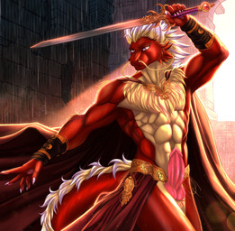 abs animal_genitalia animal_penis anthro blonde_hair body_hair canine_genitalia canine_penis chest_fur chest_hair chest_tuft claws clothing digitigrade erection fingers fluffy fluffy_ears fluffy_hair fluffy_neck_fur fluffy_tail fur genitals hair horn knot knotted_penis looking_at_viewer male melee_weapon multicolored_body multicolored_fur multicolored_hair muscular muscular_anthro muscular_male neck_tuft nude penile penis purple_eyes red_body red_fur red_hair smile solo sword tail tail_tuft tuft weapon whiskers yellow_body yellow_fur moonymoth asian_mythology east_asian_mythology mythology vitamin_c_(forwardpickup) dragon eastern_dragon mammal mythological_creature mythological_scalie scalie digital_drawing_(artwork) digital_media_(artwork) hi_res