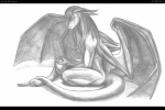 anthro biped black_bars egg eyes_closed female hair long_ears membrane_(anatomy) membranous_wings nude simple_background sitting solo tail white_background wings reinkorn mythology dragon mythological_creature mythological_scalie scalie absurd_res graphite_(artwork) greyscale hi_res letterbox monochrome traditional_media_(artwork)