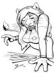 4_fingers anthro breasts clothed clothing eyes_closed female fingers fur hair open_mouth solo tail tail_tuft tuft whiskers jenner_(artist) chakona_space star_trek m'lai_saraath caitian felid mammal 2008 monochrome