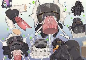 3_fingers anthro big_breasts big_butt black_body black_skin blush blush_lines bodily_fluids breasts butt clitoris cum cum_bath cum_drip cum_in_mouth cum_in_vagina cum_inside cum_on_ground cum_on_penis cum_splatter deep_throat disembodied_hand disembodied_penis dripping duo ejaculation extreme_size_difference fellatio female fingers forced forced_oral fur genital_fluids genitals growing heart_reaction long_tongue looking_at_viewer male male/female motion_lines nether_portal oral oral_penetration orange_body orange_eyes orange_fur orange_tongue penetration penile penis pink_penis portal saliva saliva_drip saliva_on_penis saliva_on_tongue saliva_string sex size_difference snout steamy_breath sweat sweaty_breasts sweaty_face tentacles tongue vaginal vaginal_penetration vein veiny_penis white_tentacles lc79510455 microsoft minecraft mojang xbox_game_studios canid canine fox ghast_(minecraft) mammal 2026 hi_res
