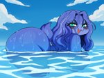 anthro beak big_breasts big_butt breasts butt eyelashes female hair hair_down huge_breasts huge_butt huge_thighs hyper hyper_butt looking_at_viewer non-mammal_breasts nude open_mouth partially_clothed_female sea short_stack short_tail skinny_dipping sky solo tail thick_thighs water wet wet_hair sssonic2 tango_(sssonic2) avian bird hi_res