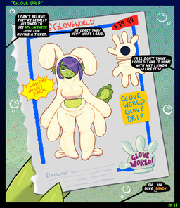 annoyed anthro big_butt breasts buckteeth butt clothing costume duo eyelashes female gloves hair hair_over_eye handwear latex navel small_breasts solo teeth text somescrub nickelodeon spongebob_squarepants eelie_applebottom fan_character aquatic eel fish absurd_res english_text hi_res