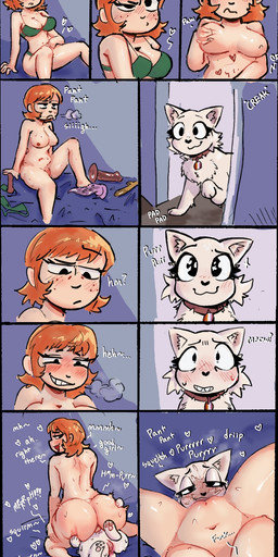 bestiality big_butt bodily_fluids bra breast_play breasts butt cheek_tuft clothing dildo duo facesitting facial_tuft female female/female female_feral female_human female_on_feral feral feral_on_bottom fluffy freckled_face freckles genitals high-angle_view human_on_feral human_on_top inner_ear_fluff interspecies lesbian_pride_colors lgbt_pride masturbation paws praise pride_colors questionable_consent sex_toy sitting sitting_on_another sweat teeth tuft underwear vulva altcat domestic_cat felid feline felis human mammal comic hi_res