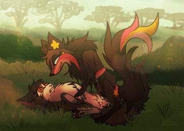 bodily_fluids brown_body brown_fur clenched_teeth detailed_background duo female female/female female_rape feral feral_on_feral forced fur genital_fluids grass interspecies outside plant rape sex tan_body tan_fur teeth tree tribadism vaginal vaginal_fluids yellow_sclera wispyvixen warriors_(book_series) fan_character canid canine domestic_cat felid feline felis fox mammal 2023 hi_res shaded