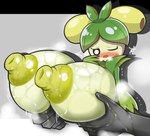 big_breasts breasts female plant simple_background solo solo_focus unknown_artist nintendo pokemon dolliv elemental_creature flora_fauna generation_9_pokemon humanoid pokemon_(species)