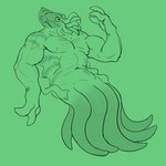 anthro fin green_background looking_at_hand male mid_transformation muscular muscular_male navel nipples nude simple_background solo tentacles transformation awarebear cephalopod coleoid cuttlefish decapodiform marine mollusk werecreature werecuttlefish trunk_(disambiguation) 1:1