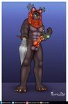 anthro antlers balls big_balls big_penis black_body black_fur erection first_person_view flexing fur genitals hair horn ivy_(plant) looking_at_viewer male mane melee_weapon muscular muscular_anthro muscular_male orange_hair penis solo sword weapon promedio felid lion mammal pantherine 2021 absurd_res digital_media_(artwork) hi_res