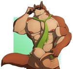 abs animal_genitalia animal_penis anthro areola balls balls_outline biceps big_balls big_muscles big_sheath biped bottomwear bottomwear_aside brown_body brown_bottomwear brown_clothing brown_fur brown_shorts bulge canine_genitalia canine_penis clothed clothing clothing_aside detailed_bulge eyewear fur genital_outline genitals green_necktie huge_balls huge_sheath male muscular muscular_anthro muscular_male necktie nipples pecs penis penis_tip sheath shorts shorts_aside shorts_only simple_background smile solo sunglasses tail topless mosin bamwuff canid canine canis mammal wolf 2018 digital_drawing_(artwork) digital_media_(artwork)