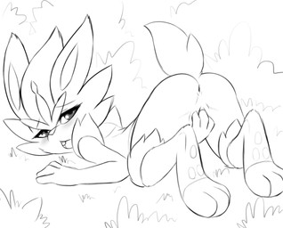 3_toes anthro anus ass_up bent_over biped blush blush_lines butt eyelashes feet female female_anthro fingering fingering_self genitals grass looking_at_viewer looking_back looking_back_at_viewer masturbation nature nude nude_anthro nude_female on_grass on_ground open_mouth outside plant raised_tail rear_view simple_background small_tail solo tail teeth toes vaginal vaginal_fingering vulva white_background darkmirage nintendo pokemon cinderace generation_8_pokemon lagomorph leporid mammal pokemon_(species) rabbit 2021 digital_drawing_(artwork) digital_media_(artwork) sketch