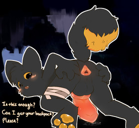 animal_genitalia animal_penis anthro anus balls bandage bandaged_leg blush blush_lines bodily_fluids butt genital_fluids genitals leaking_precum male penis precum raised_tail simple_background solo spread_butt spreading tail snoiifoxxo casualties:_unknown expie_(gunsawian) gunsawian