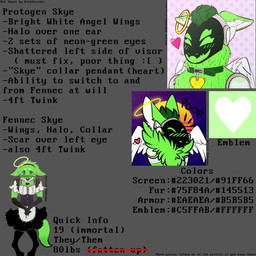 anthro machine male solo anonymous_artist skye_(skyefennecangelproto) angel canid canine fennec_fox fox hybrid mammal protogen true_fox 1:1 absurd_res hi_res model_sheet andromorph_(lore) intersex_(lore)