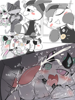 2_horns anal anal_penetration anthro anthro_on_anthro anthro_penetrated anthro_penetrating anthro_penetrating_anthro anus big_penis biped black_horn blush blush_stickers bodily_fluids cheek_tuft claws countershading cum cum_in_ass cum_inside dialogue ejaculation facial_tuft flying front_view fucked_silly fur fur_tuft genital_fluids genitals gesture green_claws green_eyes grey_body grey_fur group head_tuft heart_in_pupils heterochromia hooded_robe horn horn_markings hypnosis interspecies male male/male male_anthro male_penetrated male_penetrating male_penetrating_male markings mind_control multicolored_body multicolored_fur obscured_eyes onomatopoeia open_mouth penetration penile penile_penetration penis penis_in_ass pink_claws pink_eyes ringed_eyes saliva semi-anthro sex sex_gesture short side_view slim slim_anthro slim_male sound_effects speech_bubble striped_body stripes suggestive suggestive_gesture tapering_penis text throbbing throbbing_penis tongue tongue_out trio tuft two_tone_body two_tone_claws two_tone_fur white_body white_countershading white_fur cheesefries devilun_(makemon) summoner_(devil_connection) domestic_cat felid feline felis lagomorph leporid mammal rabbit 2026 3:4 absurd_res chinese_text comic digital_drawing_(artwork) digital_media_(artwork) flat_colors greyscale hi_res monochrome