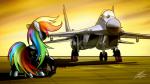 aircraft airplane armor blue_body blue_feathers blue_fur clothing cutie_mark feathered_wings feathers female fur hair headgear helmet jet military multicolored_hair rainbow_hair solo vehicle wings dori-to friendship_is_magic hasbro my_little_pony mythology rainbow_dash_(mlp) equid equine mammal mythological_creature mythological_equine pegasus 16:9 hi_res widescreen