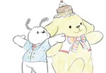 anthro cake clothing dessert duo evening_dress food hat headgear headwear male necktie ribbons solo pointedxfinger123 pompompurin_(series) sanrio pochacco pompompurin_(character) canid canine canis domestic_dog mammal