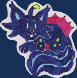 ambiguous_gender badge blue_body dancing feral fin glowing glowing_markings green_markings lure_(anatomy) markings purple_markings quadruped solo tail toony whiskers white_eyes cosmicdiamond failbetter_games fallen_london k'aazast lampcat alpha_channel nonbinary_(lore)