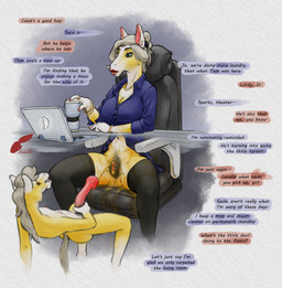 adolescent adult_on_adolescent age_difference animal_genitalia animal_penis animal_vulva anthro big_breasts big_penis bodily_fluids bottomless bottomless_anthro bottomless_female breasts chair cleavage clothed clothing computer container crab_walk dialogue duo ear_piercing electronics equine_genitalia equine_penis equine_vulva erection eyes_closed female female_peed_on fur furniture genital_fluids genitals good_boy hair hand_on_penis holding_own_penis holding_penis laptop legwear lips male male/female male_peeing male_peeing_on_female navel nude parent_incest peeing peeing_on_another peeing_on_pussy peeing_while_erect penis piercing simple_background sitting smile speech_bubble stockings text topwear urine urine_on_pussy urine_stream vulva watersports working young young_anthro young_male redleveret caleb_(redleveret) diana_(redleveret) equid equine horse mammal absurd_res digital_media_(artwork) english_text hi_res incest_(lore) mother_(lore) mother_and_child_(lore) mother_and_son_(lore) parent_(lore) parent_and_child_(lore) parent_and_son_(lore) son_(lore)