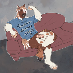 animal_genitalia animal_penis anthro clothing emotional_support_cock equine_genitalia equine_penis erection fur furniture genitals honse hooves male mane mottled mottled_body mottled_fur on_sofa penis piebald piebald_body piebald_fur shirt sitting sitting_on_sofa smile sofa solo tail text text_on_clothing text_on_shirt text_on_topwear topwear wave kinksiyo murphythehonse clydesdale draft_horse equid equine horse mammal hi_res