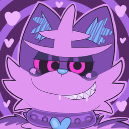 abstract_background anthro anthrofied blue_body blue_fur blue_inner_ear_fluff blue_nose bodily_fluids collar dominant dominant_male drooling fangs fur heart_symbol hypnosis hypnotic_eyes inner_ear_fluff male mind_control multicolored_body multicolored_fur pink_body pink_fur pokemorph purple_body purple_fur ringed_eyes saliva sharp_teeth smile solo spiked_collar spikes spiral_background teeth tuft wearing_collar koalarobot_(artist) nintendo pokemon fan_character gao_(meowmcmeow) felid feline generation_7_pokemon mammal pokemon_(species) torracat 1:1 animated digital_media_(artwork) icon