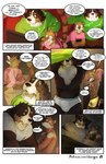 2021 anthro anthro_on_anthro blush bodily_fluids bottomwear briefs bulge canid canine canis clothed clothing coati comic crying cuddling dangpa detailed_bulge dialogue digital_media_(artwork) domestic_dog duo english_text eyewear fully_clothed genital_outline glasses hi_res male male/male mammal marshall_(dangpa) molosser mountain_dog muscular muscular_male nipples pants penis_outline pillow procyonid rio_(dangpa) saint_bernard shirt sleeping speech_bubble tears text topless topwear underwear undressing url white_clothing white_underwear