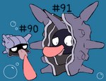 2023 ambiguous_gender cloyster digital_media_(artwork) feral generation_1_pokemon genitals hashtag id_number male nintendo number open_mouth oral penis pokemon pokemon_(species) secretsableye shellder tapering_penis tongue tongue_out