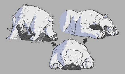 anthro cuddling duo fluffy looming looming_over male male/male nuzzling open_mouth sleeping howellthabear coal_(samt517) howell_(howellthabear) bear canid canine canis domestic_dog husky mammal nordic_sled_dog polar_bear spitz ursine hi_res sketch_page