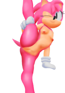 anthro butt female flat_chested genitals looking_at_viewer nipples nude one_eye_closed pink_body raised_leg simple_background smile solo spread_legs spreading tail vulva white_background wink young young_anthro young_female aerosin classic_sonic_(universe) sega sonic_the_hedgehog_(series) amy_rose classic_amy_rose eulipotyphlan hedgehog mammal hi_res