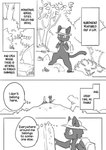 2017 ambiguous_gender anthro comic dialogue domestic_cat doukutsunezumi english_text felid feline felis hard_translated hi_res kemono kuroneko_(doukutsunezumi) mammal monochrome text third-party_edit translated translation_edit