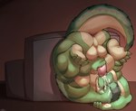 anthro anus balls blush bodily_fluids butt cum cum_on_face cum_on_own_face cum_on_self ejaculation genital_fluids genitals green_body green_scales humanoid_genitalia humanoid_penis legs_above_head male masturbation muscular muscular_male orgasm penile penile_masturbation penis scales shoulder_stand solo tail upside_down same22shark green_(thesharksame) alligator alligatorid crocodilian reptile scalie digital_media_(artwork) hi_res