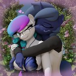 anthro anthrofied blue_eyes blue_hair braided_hair braided_ponytail clothing eyewear female female/female glasses hair heart_symbol horn hug hugging_another hugging_from_behind kissing ponytail kenuwu hasbro my_little_pony mythology aurora_starling fan_character midnight_music earth_pony equid equine horse mammal mythological_creature mythological_equine pony unicorn 1:1 3d_(artwork) digital_media_(artwork) hi_res