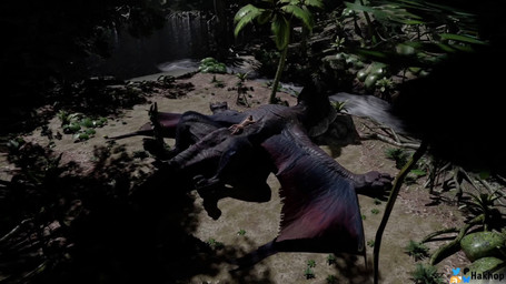 abdominal_bulge after_vore black_body black_fur black_scales burping dialogue dialogue_box duo female feral forest fur high-angle_view imminent_vore jungle lake male male/female night nude on_top_of_another plant river scales sharp_teeth side_view sleeping_on_partner teeth text tree vore yellow_eyes hakhop capcom monster_hunter flying_wyvern human mammal nargacuga 2026 3d_(artwork) animated blender_(artwork) blender_cycles_(artwork) digital_media_(artwork) english_text hi_res huge_filesize long_playtime no_sound video