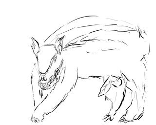 4_legs animal_genitalia animal_penis anthro feral fur genitals knot knotted_penis male nails penis sharp_teeth solo teeth ursine_penis f1re_plac3 l1zpo17182 bear mammal ursine 5:4 guide_lines monochrome sketch