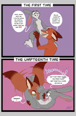 3_toes 4_fingers anthro anthro_on_anthro before_and_after breasts claws countershade_face countershade_hands countershade_torso countershading cunnilingus dialogue dominant dominant_female duo feet female fingers fur genitals gloves_(marking) grey_body grey_countershading grey_fur heterochromia hindpaw humanoid_hands interspecies leg_wrap lying male male/female markings nervous nipples nude nude_anthro nude_female nude_male on_back oral orange_body orange_fur paws pink_nose predator/prey profanity red_body red_fur sex tail tail_motion tailwag tan_body tan_countershading tan_fur text toes vaginal vulva winteranswer disney zootopia judy_hopps nick_wilde canid canine european_rabbit fox lagomorph leporid mammal oryctolagus rabbit red_fox true_fox 2026 comic english_text hi_res