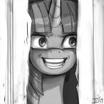 female feral grin hair horn insane looking_at_viewer nightmare_fuel smile solo john_joseco friendship_is_magic hasbro here's_johnny_(meme) my_little_pony mythology stephen_king_(copyright) the_shining twilight_sparkle_(mlp) equid equine mammal mythological_creature mythological_equine unicorn 1:1 2019 digital_media_(artwork) greyscale meme monochrome reaction_image shaded