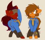 duo female hair vault_suit marsminer fallout hasbro microsoft my_little_pony fan_character mars_miner venus_spring equid equine horse mammal pony 2018