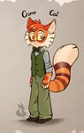 anthro bow_tie clothed clothing fur hair male simple_background solo tail mancoin lackadaisy calvin_mcmurray domestic_cat felid feline felis mammal digital_media_(artwork) hi_res signature