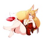 alcohol asian_clothing barefoot beverage biped blonde_hair blush breasts butt camel_toe clothed clothing dipstick_ears dipstick_tail ear_markings east_asian_clothing eye_markings feet female fox_shadow_puppet fur gesture hair holding_object humanoid_feet humanoid_hands inner_ear_fluff japanese_clothing kimono light_body light_skin long_hair looking_at_viewer markings medium_breasts monotone_hair multicolored_ears multicolored_tail panties plantigrade pupils red_clothing red_eyes red_kimono red_markings red_topwear sake simple_background sitting slit_pupils smile solo tail tail_markings topwear tuft two_tone_ears two_tone_tail underwear white_background white_body white_clothing white_fur white_inner_ear_fluff white_panties white_underwear yellow_body yellow_fur donezumi animal_humanoid canid canid_humanoid canine canine_humanoid fox_humanoid humanoid mammal mammal_humanoid