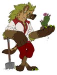 cactus male plant shovel solo tools min_(artist) pathfinder gnoll hyena mammal absurd_res hi_res