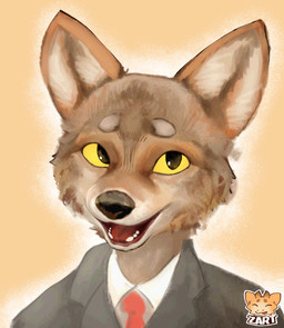 accessory anthro black_tie_(suit) clothed clothed_anthro clothed_male clothing collared_shirt eyebrows fully_clothed fully_clothed_anthro fully_clothed_male fur male male_anthro multicolored_body multicolored_fur necktie open_mouth open_smile shirt simple_background smile solo suit topwear yellow_eyes zartogoonz canid canine canis mammal wolf hi_res portrait watermark
