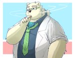 anthro clothing eyewear glasses kemono male necktie overweight overweight_male shirt smoking solo topwear bari_mu lifewonders tokyo_afterschool_summoners leib_(tas) bear mammal polar_bear ursine 2024 absurd_res hi_res