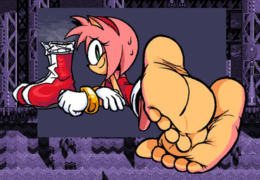 5_toes anthro barefoot big_feet bodily_fluids boots clothing countershade_feet countershading dress eyelashes feet female foot_fetish foot_focus footwear gloves green_eyes handwear humanoid_feet looking_at_viewer looking_back lying musky_shoes nervous nervous_smile nervous_sweat on_front pink_body pink_quills plantigrade red_boots red_clothing red_dress red_footwear ring_(jewelry) shoes shoes_removed smelly_shoes smile solo sweat sweatdrop tan_arms tan_feet text toes wrinkled_feet wrinkles naludhara sega sonic_the_hedgehog_(series) amy_rose eulipotyphlan hedgehog mammal english_text